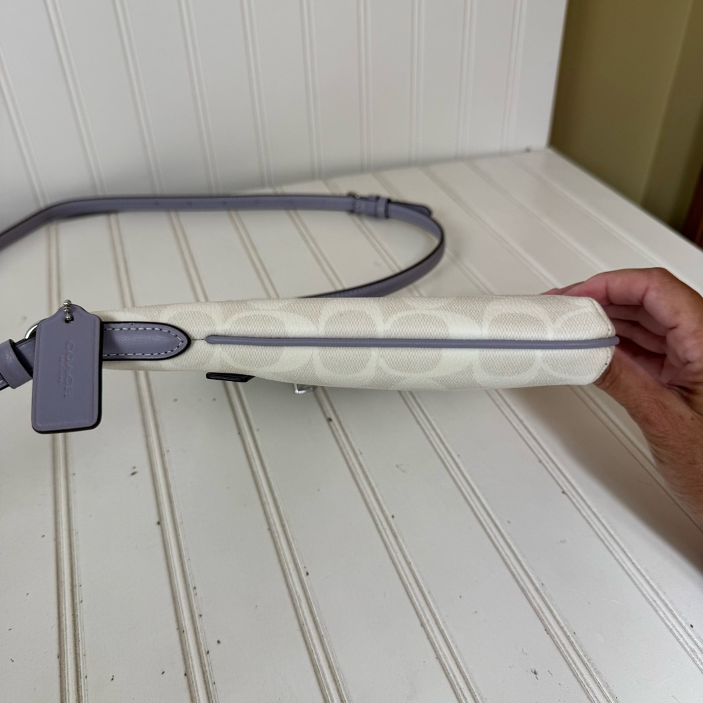 Coach CF340 Crossbody Bag Signature Mini rowan File‎ Mist Purple Silver Hardware - Picture 7 of 15